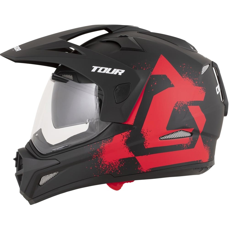 Enduro mootorratta kiiver Cassida Tour 2.0 Crew matt must-punane