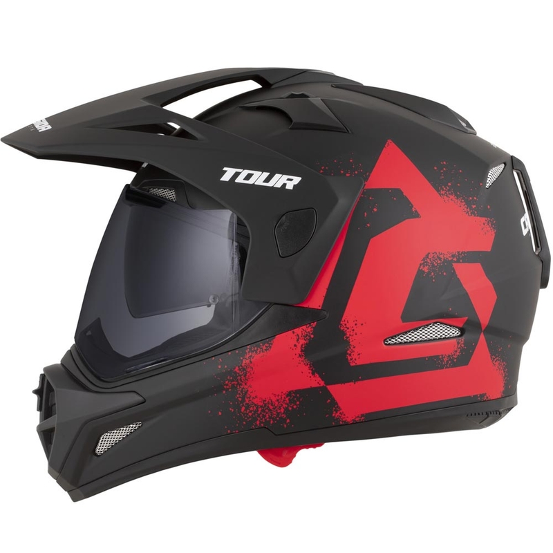 Enduro mootorratta kiiver Cassida Tour 2.0 Crew matt must-punane
