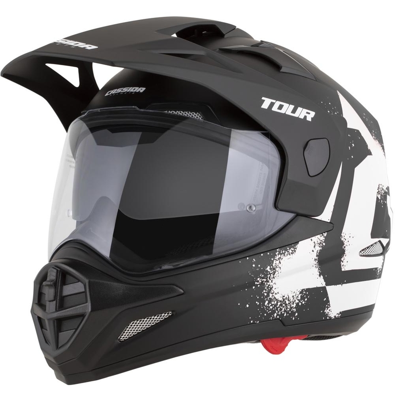Enduro mootorratta kiiver Cassida Tour 2.0 Crew matt must-valge