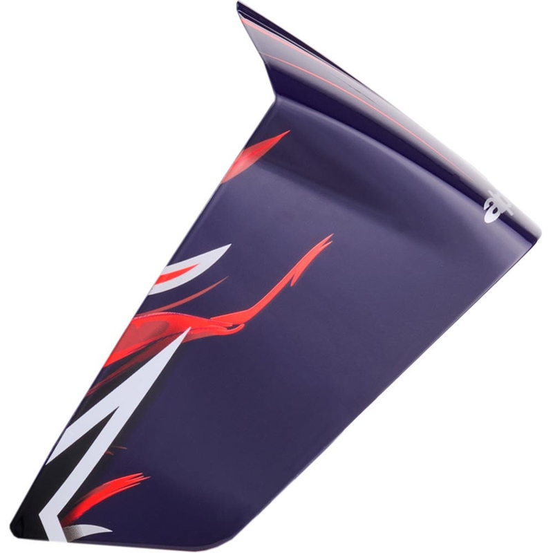 Aerodünaamiline spoiler mootorrattakiivrile Alpinestars Supertech R10 FLYTE võidusõiduprofiiliga matt sinine-punane-valge