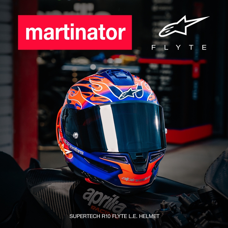 Alpinestars Supertech R-10 Flyte täismaskiiver, piiratud väljaanne, Jorge Martin, lilla-punane