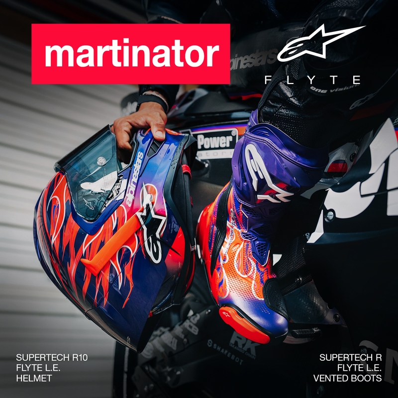 Alpinestars Supertech R-10 Flyte täismaskiiver, piiratud väljaanne, Jorge Martin, lilla-punane