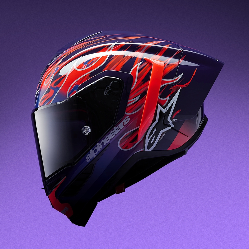 Alpinestars Supertech R-10 Flyte täismaskiiver, piiratud väljaanne, Jorge Martin, lilla-punane
