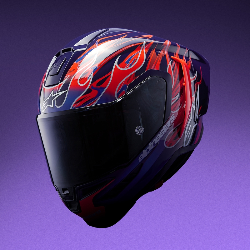 Alpinestars Supertech R-10 Flyte täismaskiiver, piiratud väljaanne, Jorge Martin, lilla-punane