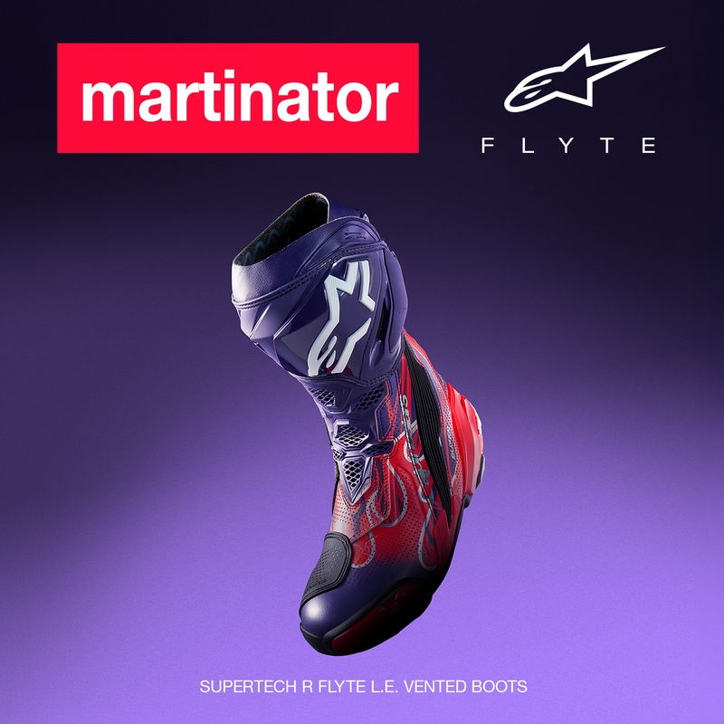 Alpinestars Supertech R ventileeritavad Flyte mootorrattasaapad, piiratud väljaanne, Jorge Martin lilla-punane-must