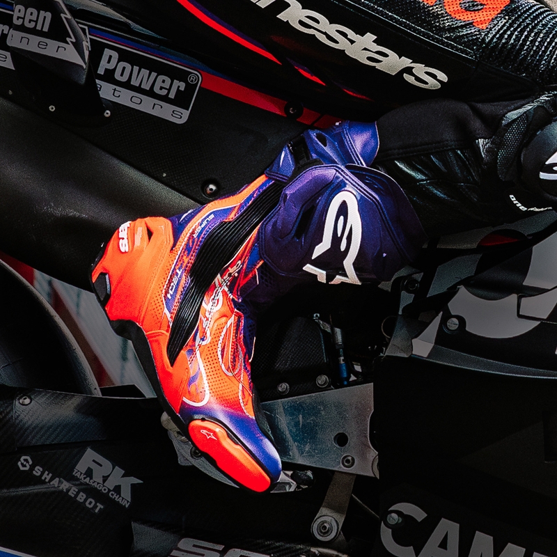 Alpinestars Supertech R ventileeritavad Flyte mootorrattasaapad, piiratud väljaanne, Jorge Martin lilla-punane-must