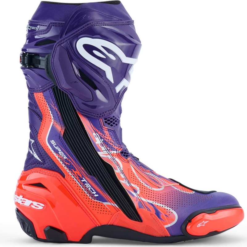 Alpinestars Supertech R ventileeritavad Flyte mootorrattasaapad, piiratud väljaanne, Jorge Martin lilla-punane-must