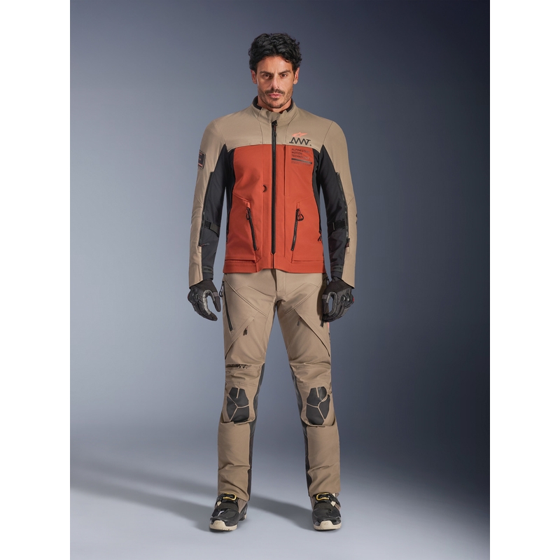 Alpinestars AMT-8 Stretch Drystar XF mootorratta jope pruun-oranž-must