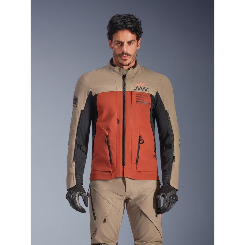 Alpinestars AMT-8 Stretch Drystar XF mootorratta jope pruun-oranž-must