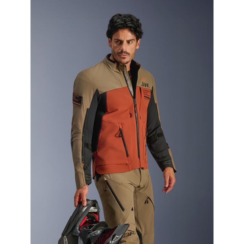 Alpinestars AMT-8 Stretch Drystar XF mootorratta jope pruun-oranž-must