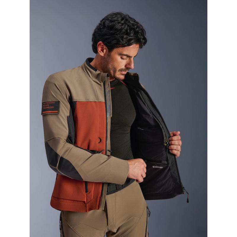 Alpinestars AMT-8 Stretch Drystar XF mootorratta jope pruun-oranž-must