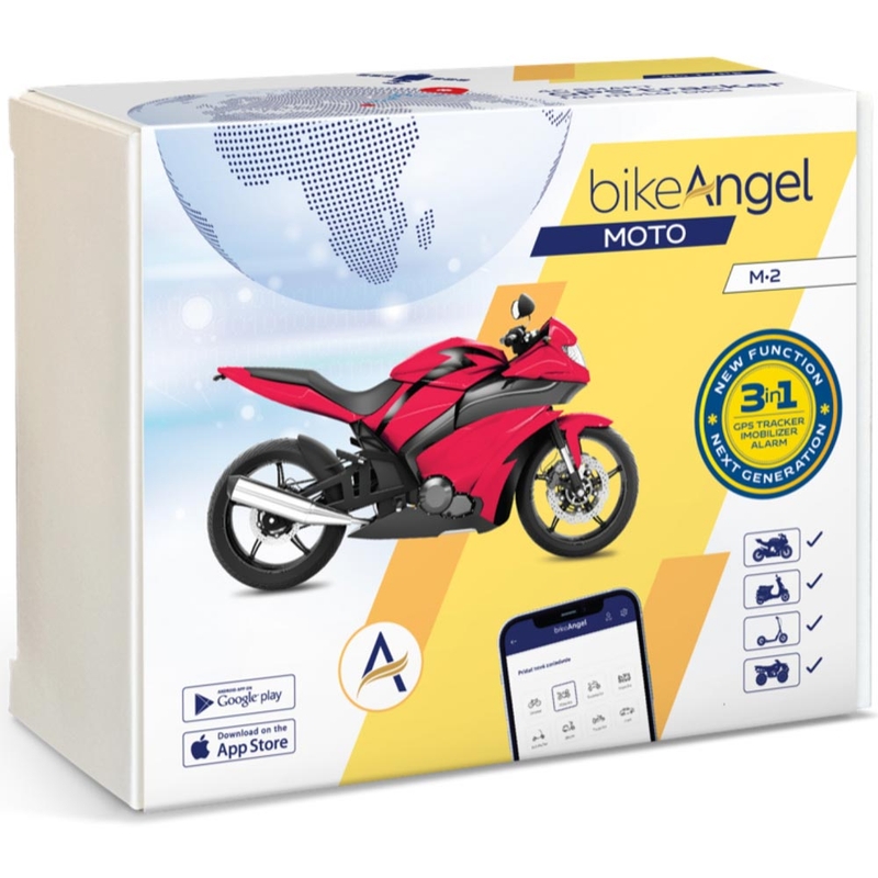 GPS-lokaator ja mootorratta alarm koos BIKEANGEL MOTO rakendusega - Europe Extra