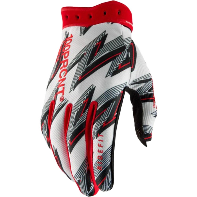 Motokrossi kindad 100% Ridefit valge-punane
