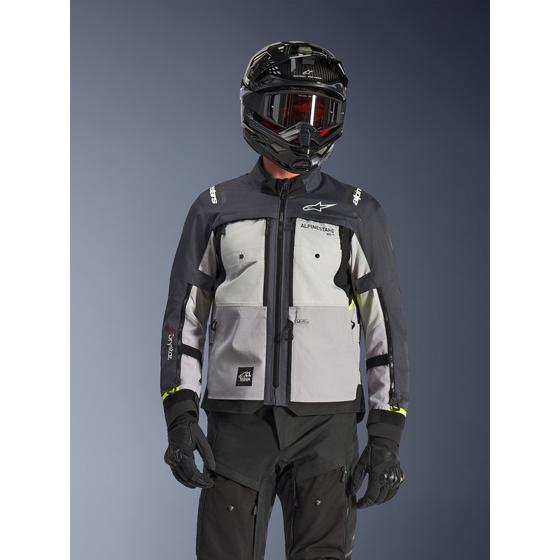 Alpinestars Cusco Drystar mootorratta jope helehall-helesinine-tumesinine