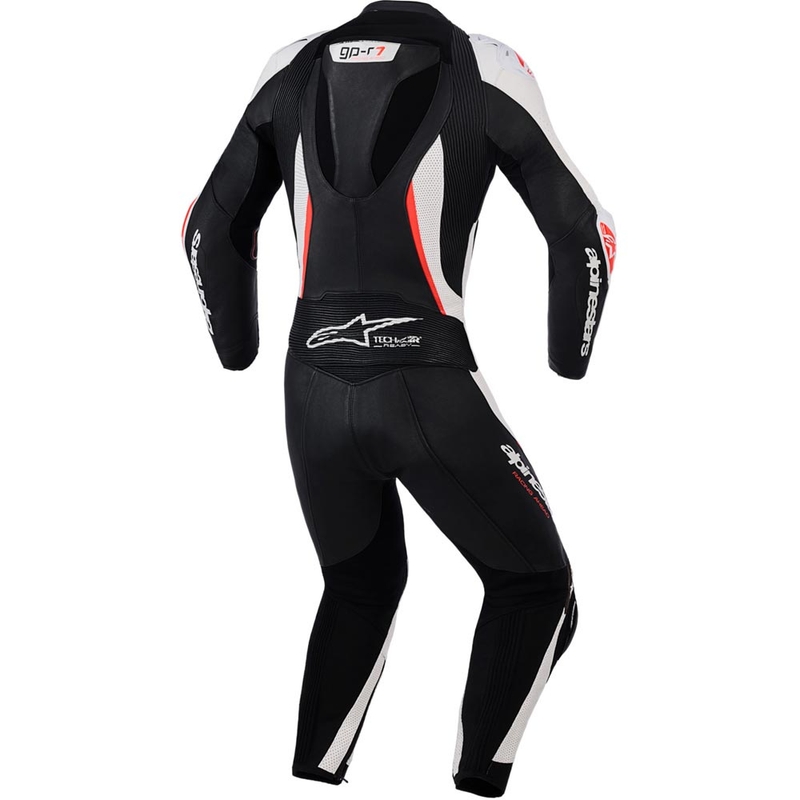 Naiste kaheosaline nahkne mootorrattaülikond Alpinestars Stella GP-R7 must-valge-fluopunane