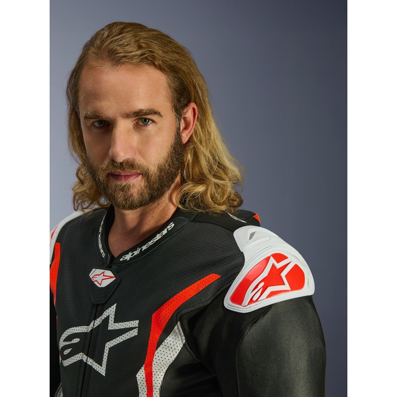 Alpinestars GP TECH V5 nahkkombinesoon must-valge-punane
