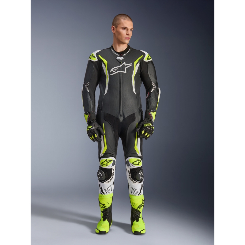 Alpinestars GP TECH V5 nahkkombinesoon must-valge-fluorestseeruv kollane