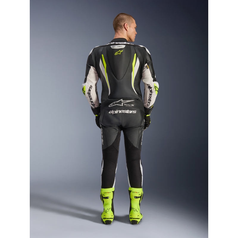 Alpinestars GP TECH V5 nahkkombinesoon must-valge-fluorestseeruv kollane