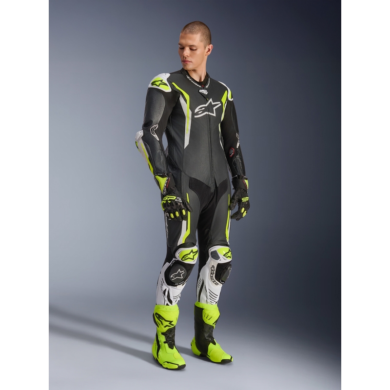 Alpinestars GP TECH V5 nahkkombinesoon must-valge-fluorestseeruv kollane