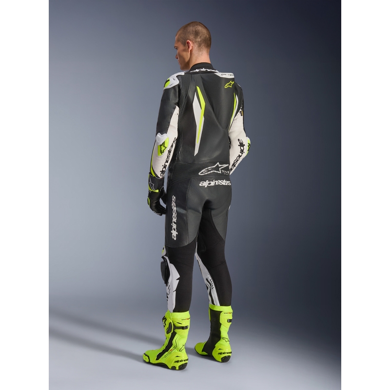 Alpinestars GP TECH V5 nahkkombinesoon must-valge-fluorestseeruv kollane