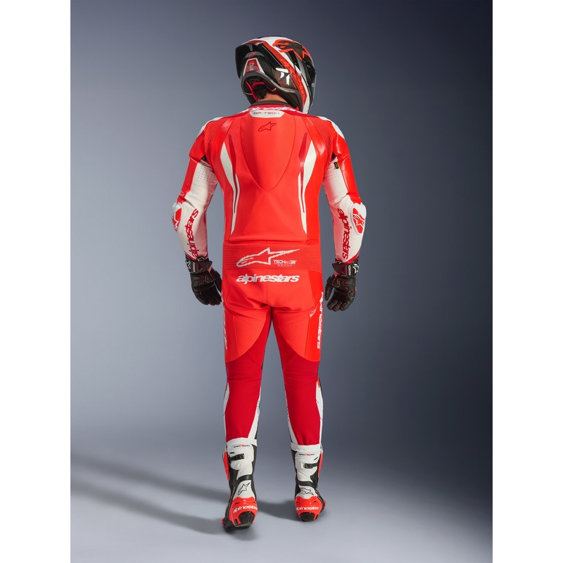 Alpinestars GP TECH V5 ühes tükis mootorratta nahkkombinesoon fluo punane-punane-valge