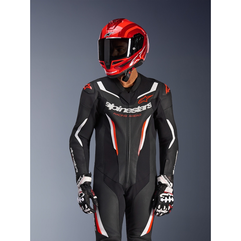Alpinestars GP FORCE V2 ühes tükis mootorrattaülikond must-valge-fluopunane