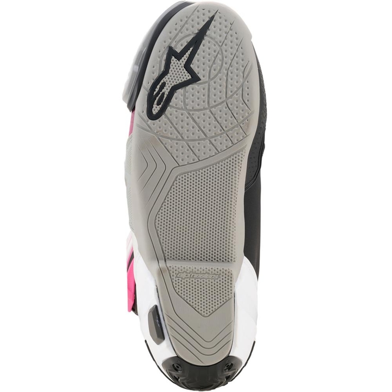 Alpinestars Supertech R mootorrattasaapad must-valge-roosa-kollane
