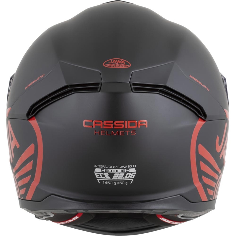Cassida Integral GT 2.1 Jawa Solid täismaski mootorrattakiiver, matt must-läikiv punane