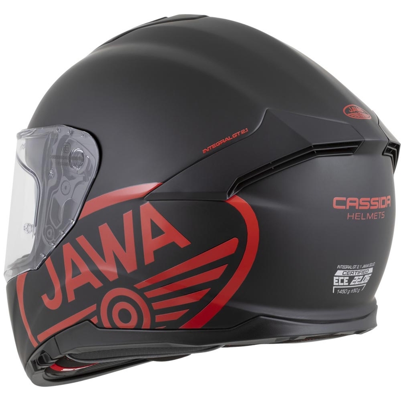 Cassida Integral GT 2.1 Jawa Solid täismaski mootorrattakiiver, matt must-läikiv punane