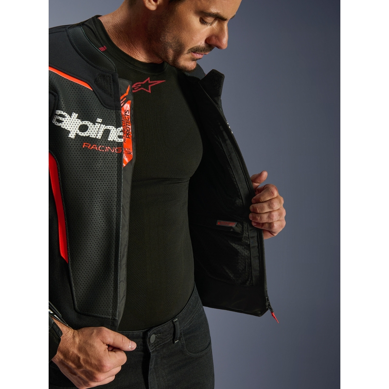 Alpinestars GP Force V2 Airflow nahkjakk must-fluorestseeriv punane-valge