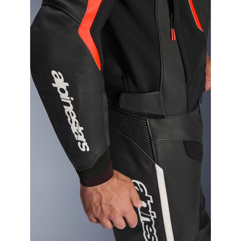 Alpinestars GP Force V2 Airflow nahkjakk must-fluorestseeriv punane-valge