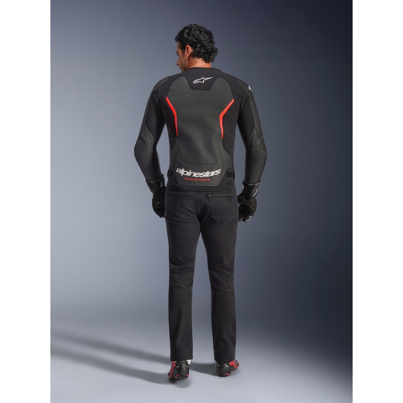 Alpinestars GP Force V2 Airflow nahkjakk must-fluorestseeriv punane-valge