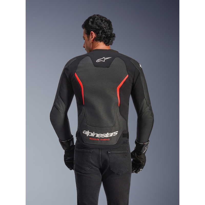 Alpinestars GP Force V2 Airflow nahkjakk must-fluorestseeriv punane-valge