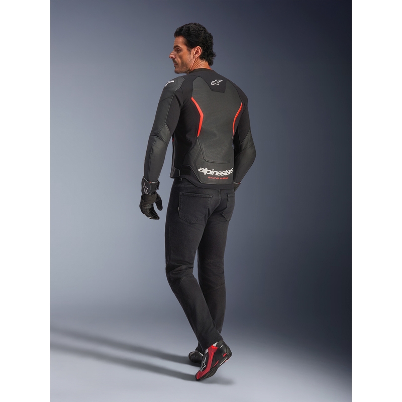 Alpinestars GP Force V2 Airflow nahkjakk must-fluorestseeriv punane-valge