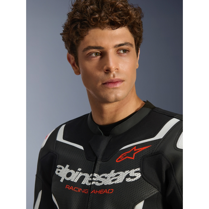 Alpinestars GP Force V2 Airflow nahkjakk must-valge