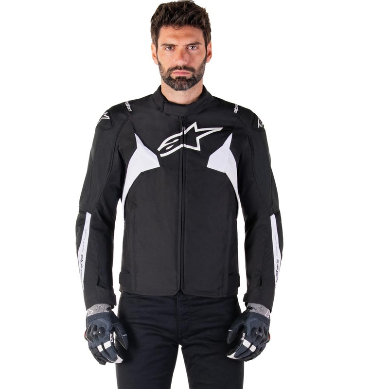 Alpinestars T-JAWS V4 veekindel mootorratta jope must-valge