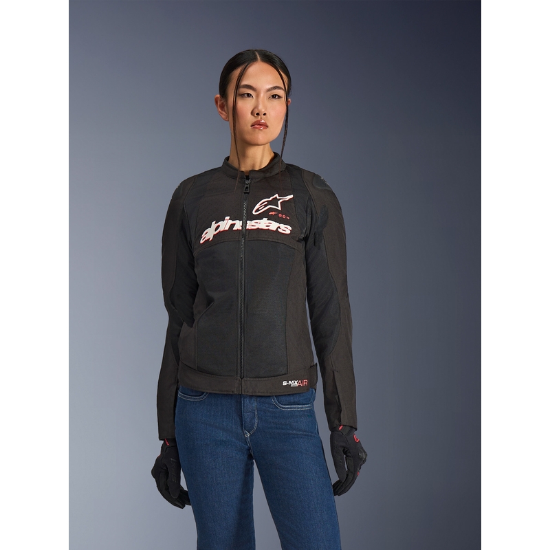 Alpinestars Stella SMX Air naiste mootorrattajope must-valge-fluoreoonpunane