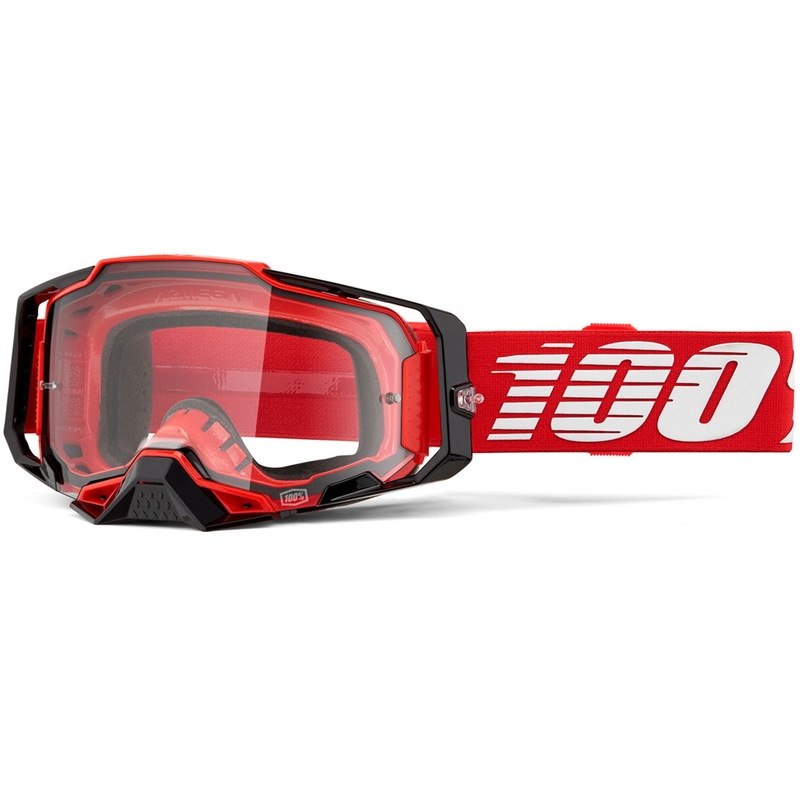 Motokrossiprillid 100% Armega punased läbipaistva pleksiklaasiga