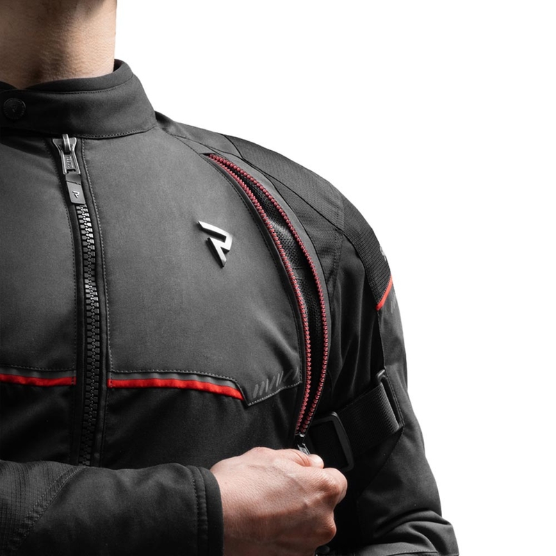 Rebelhorn Swift mootorrattajakk must-tumehall-punane