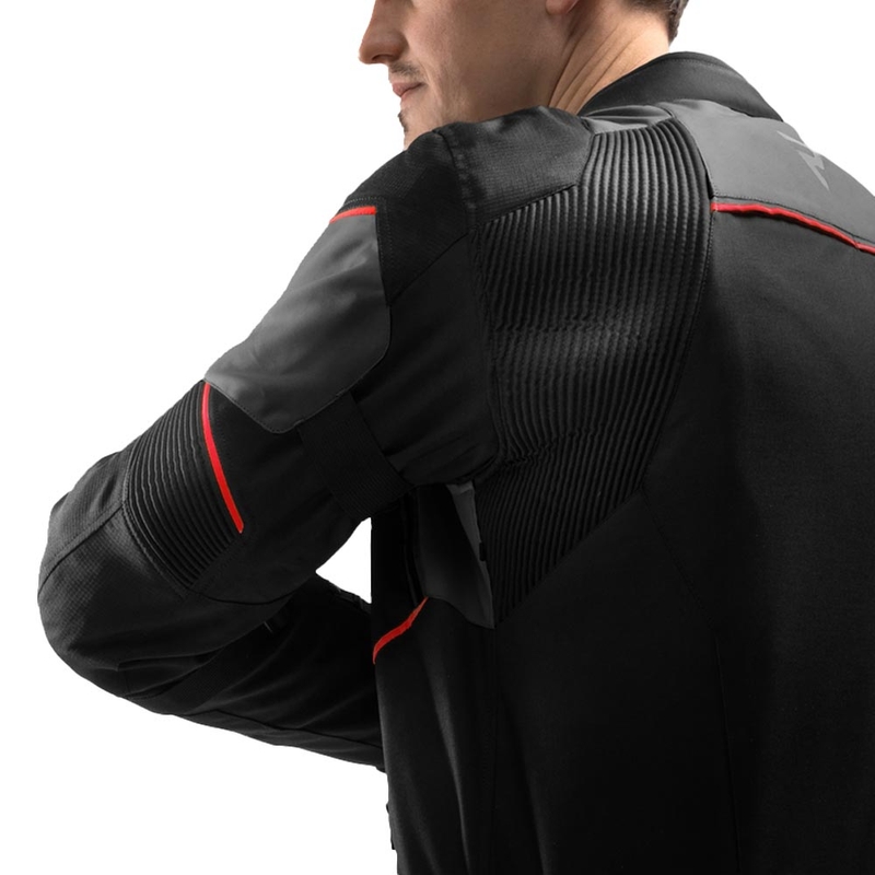 Rebelhorn Swift mootorrattajakk must-tumehall-punane