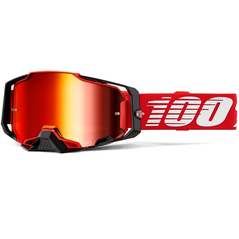 Motokrossiprillid 100% Armega punased punase pleksiklaasiga