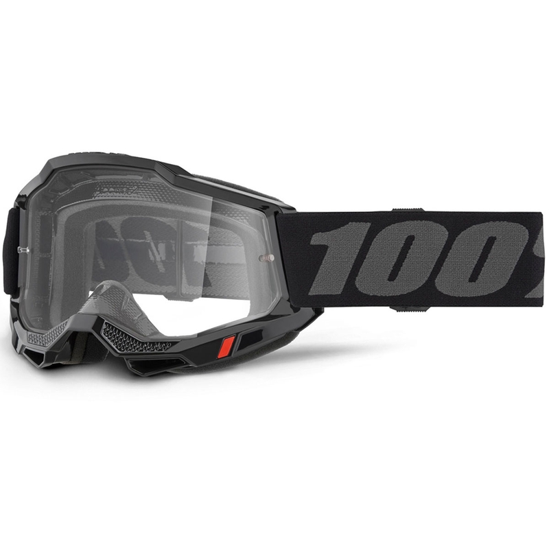 Motokrossiprillid 100% ACCURI 2 OTG mustad läbipaistva pleksiklaasiga