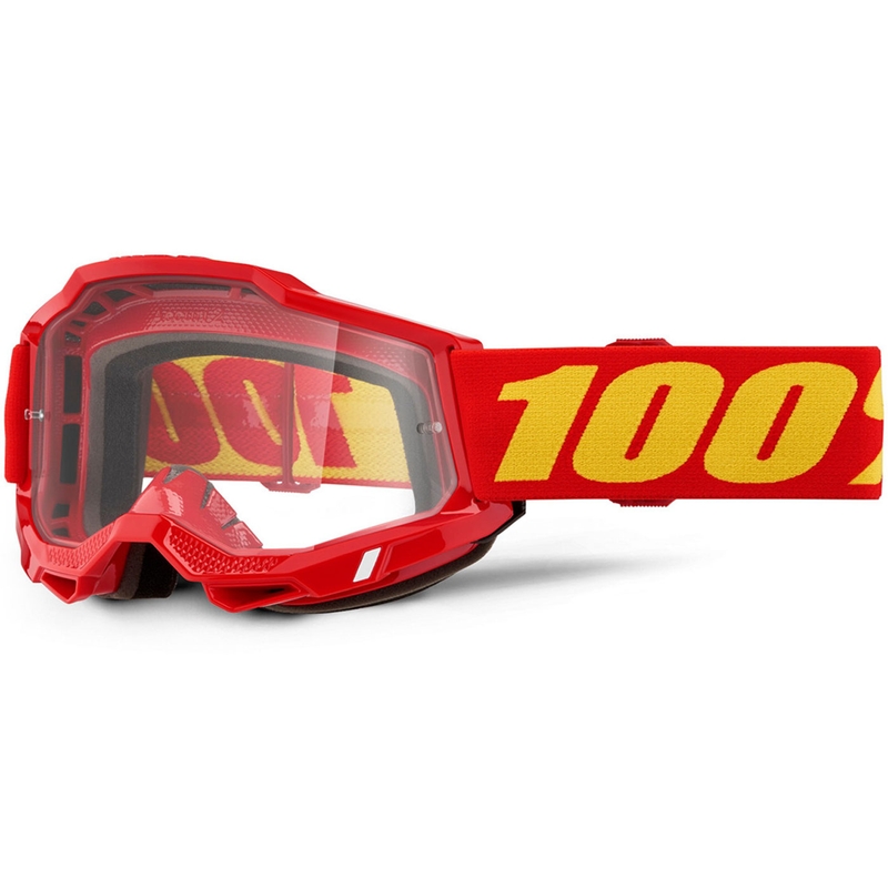 Motokrossiprillid 100% ACCURI 2 OTG punased läbipaistva pleksiklaasiga