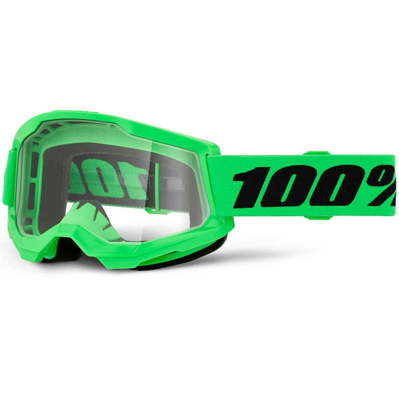 Motokrossiprillid 100% STRATA 2 NEW fluorohelised läbipaistva pleksiklaasiga