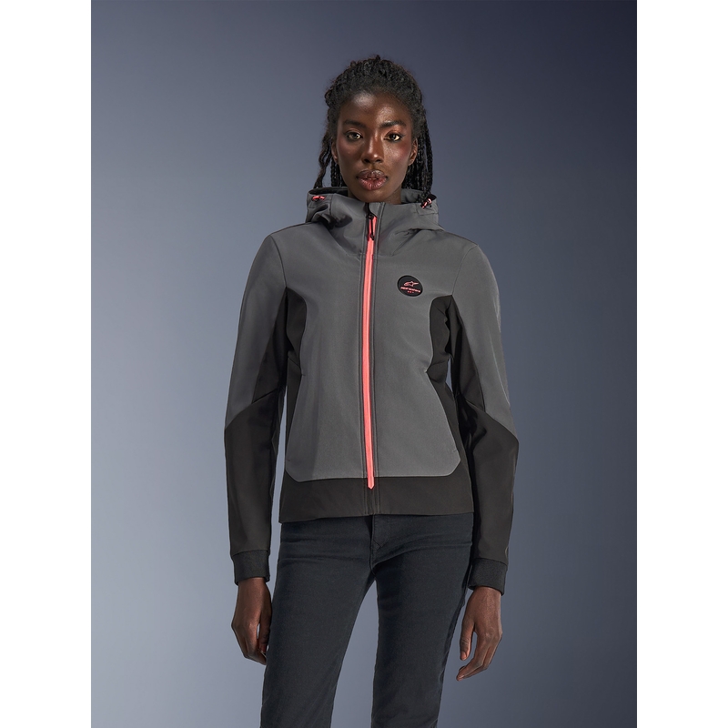 Alpinestars Stella Radium Tech naiste mootorrattajope kapuutsiga, tumehall-must-roosa