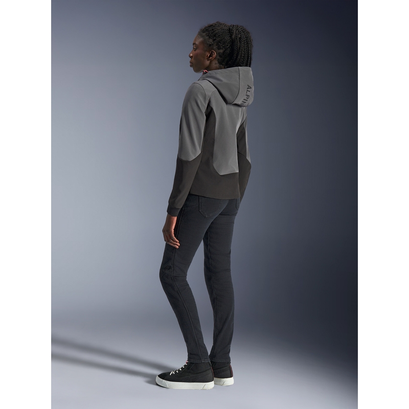 Alpinestars Stella Radium Tech naiste mootorrattajope kapuutsiga, tumehall-must-roosa