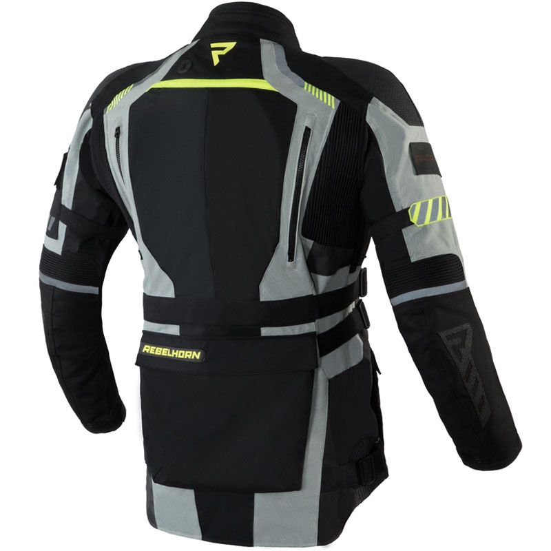 Mootorratta jakk Rebelhorn Patrol hall-must-fluo kollane