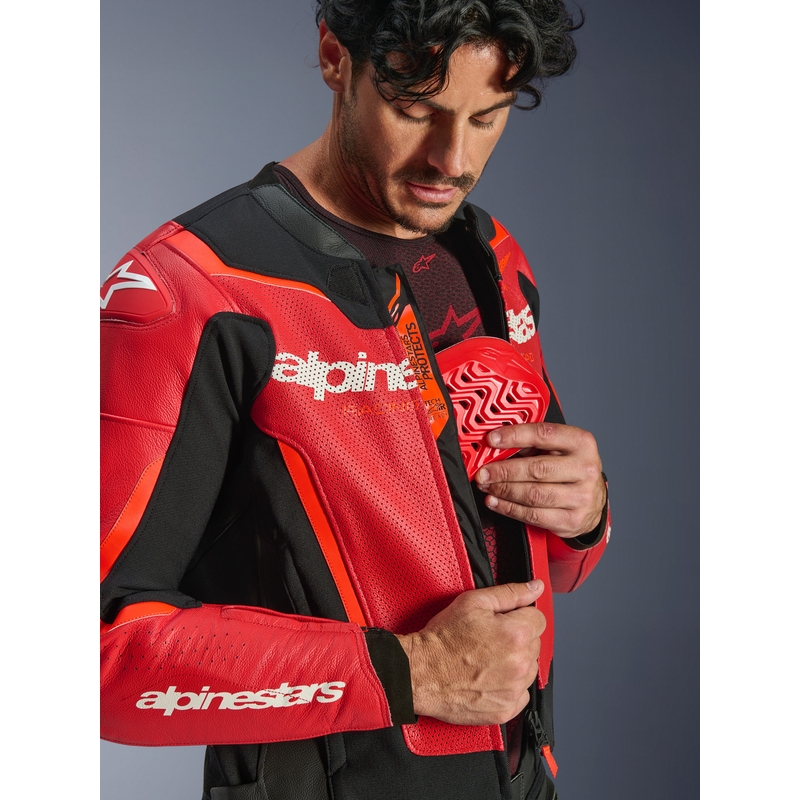 Alpinestars GP Force V2 Airflow nahkjakk, fluorestsentse punane-must-valge
