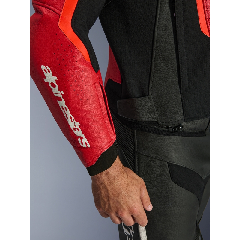 Alpinestars GP Force V2 Airflow nahkjakk, fluorestsentse punane-must-valge