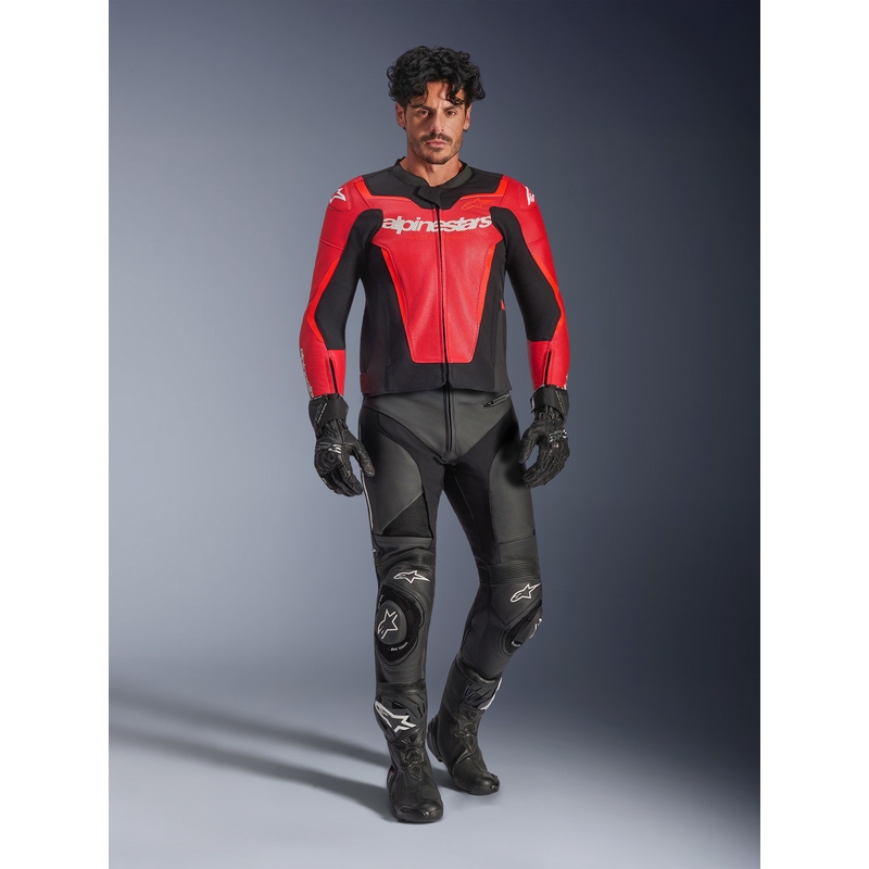 Alpinestars GP Force V2 Airflow nahkjakk, fluorestsentse punane-must-valge